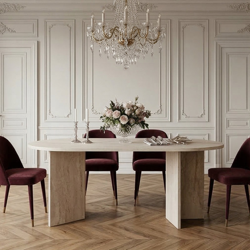 Aveline 71" Oval Multipurpose Dining And Conference Table, Travertine