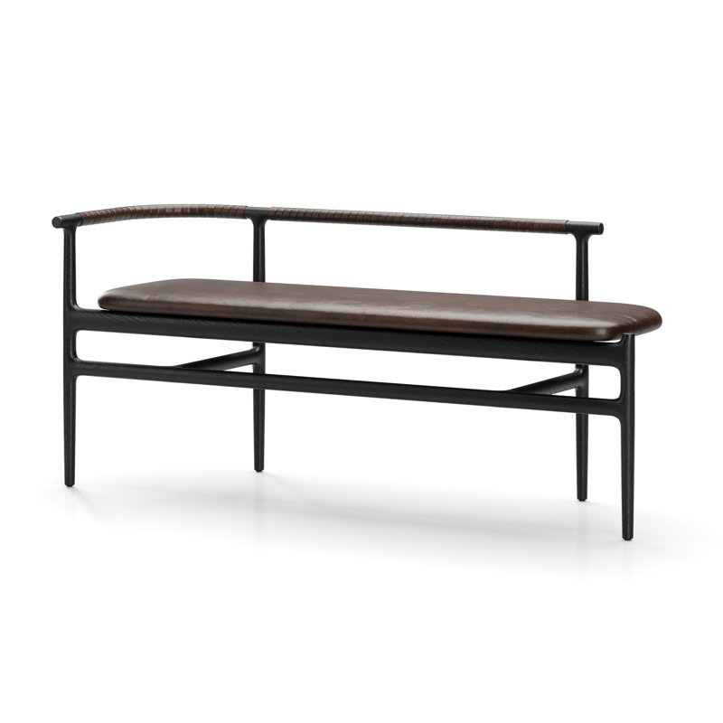 Charlie Upholstered Dining Bench, Black, Newcastle Dark Brown New 25