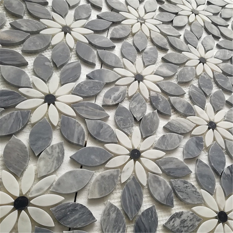 Bardiglio 12" x 13" Marble Novelty Mosaic Wall & Floor Tile, Light Gray