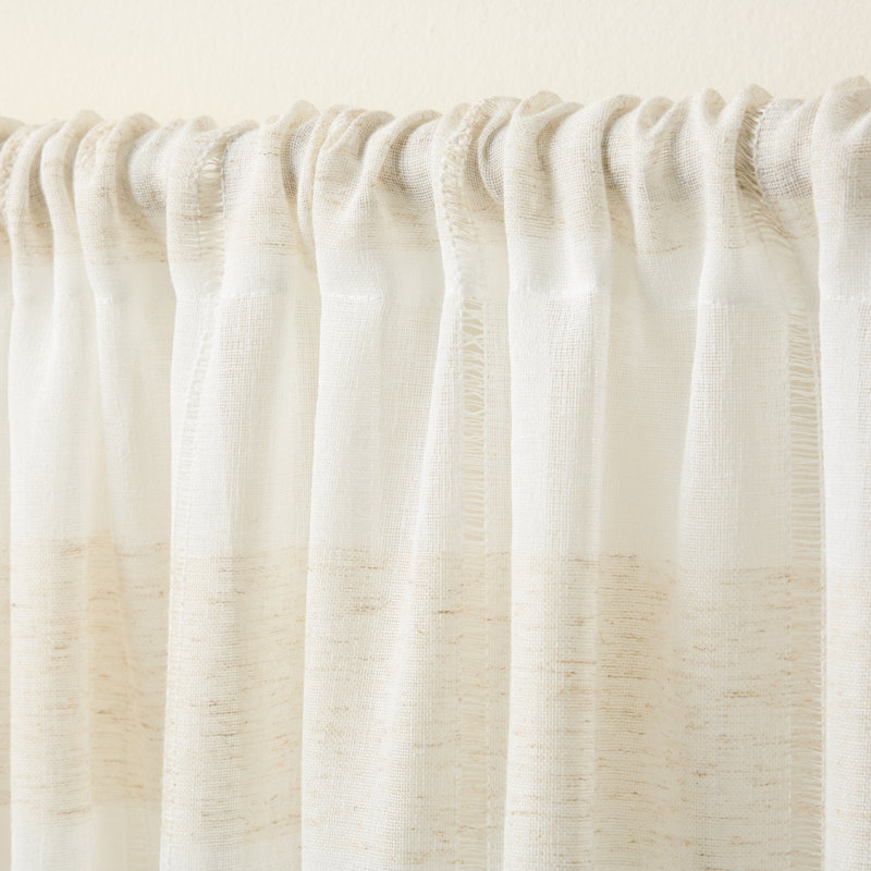 TOWN & COUNTRY BASICS Pax Semi-Sheer Stripe Light Filtering Curtains, 50" W x 63" L, White
