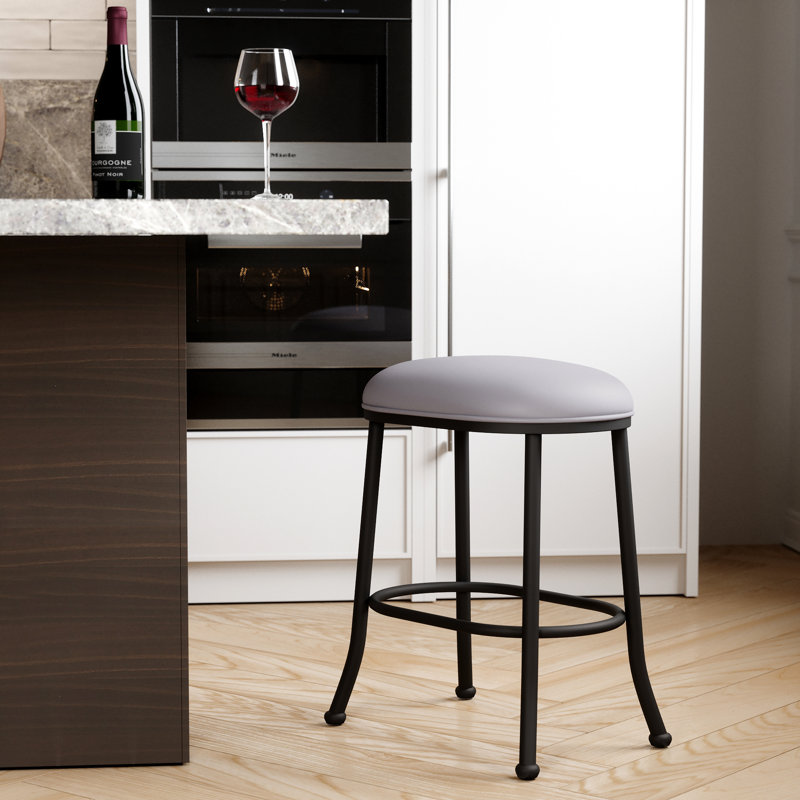 Tabouret de bar et de comptoir Evander, Tabouret de comptoir (siège d'une hauteur de 26 p, Gris, Noir, noir, noir, noir