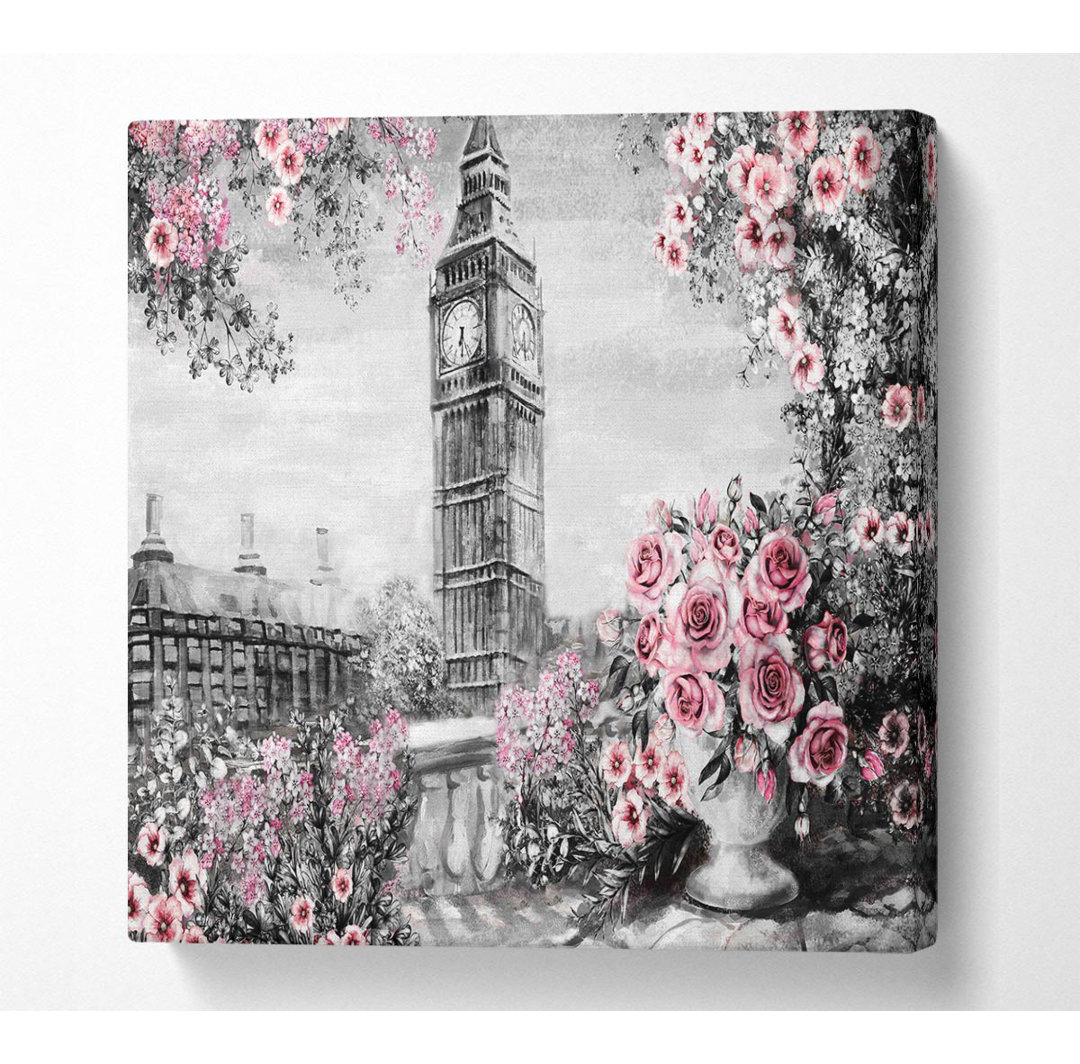 Big Ben Pink Roses - Kunstdrucke auf Leinwand