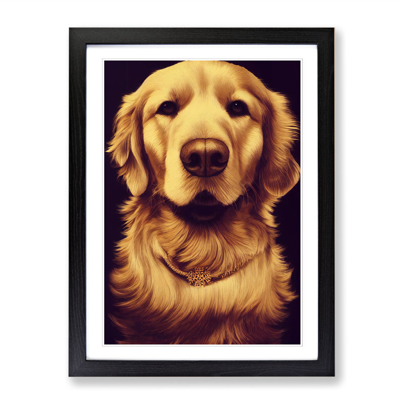 Golden Retriever Vol.1 - Picture Frame Print, Black, 64cm H x 46cm W x 2cm D