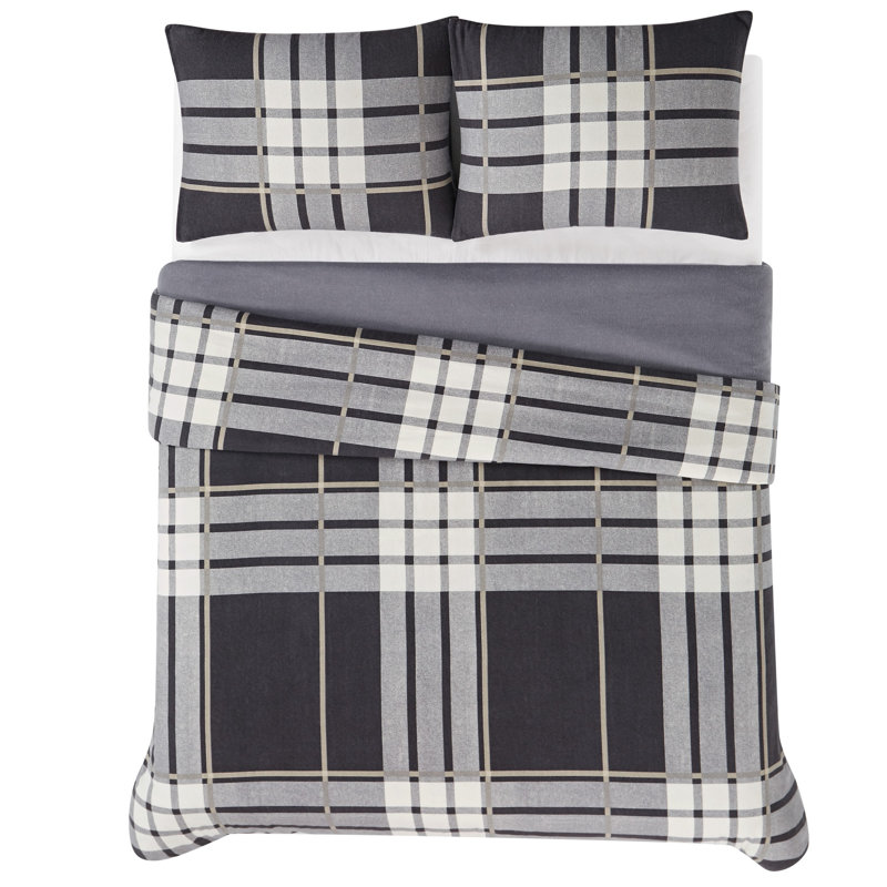 Full Black Cotton Down Alternative Reversible Comforter Set