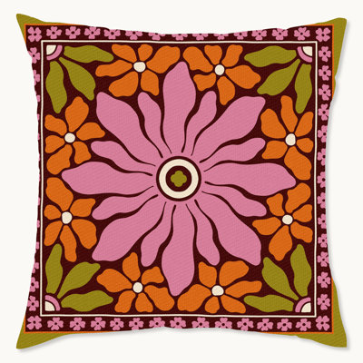 Geometric Polyester Indoor/Outdoor Throw Pillow