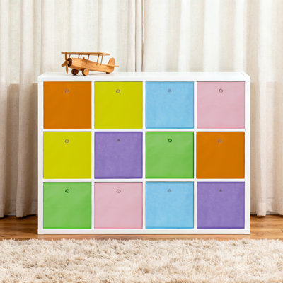 Cubes de rangement pliables en tissu, ensemble de 12 bacs de rangement pliables ouverts