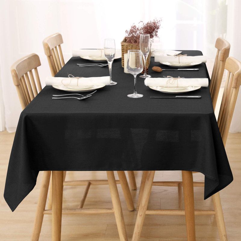 Waterproof Linen Effect Tablecloth for Birthday Table, Square 130cm, Black