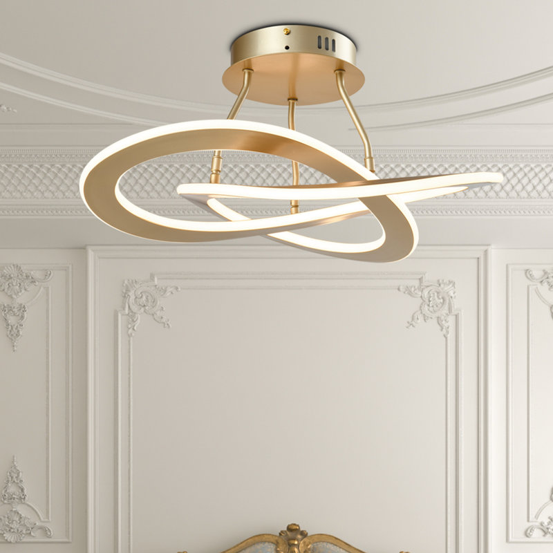 Concord 19.69" W 2-Light Integrated LED Dimmable Semi Flush Mount, Brushed Gold