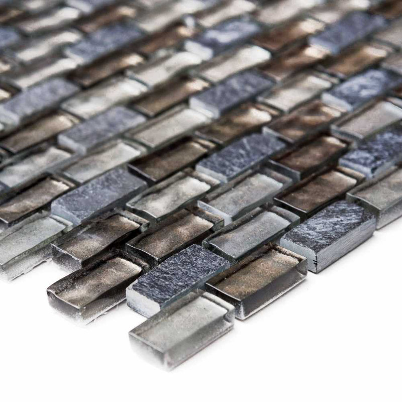 Victory Arctic 12" x 12" Glass Mosaic Tile, Anthracite