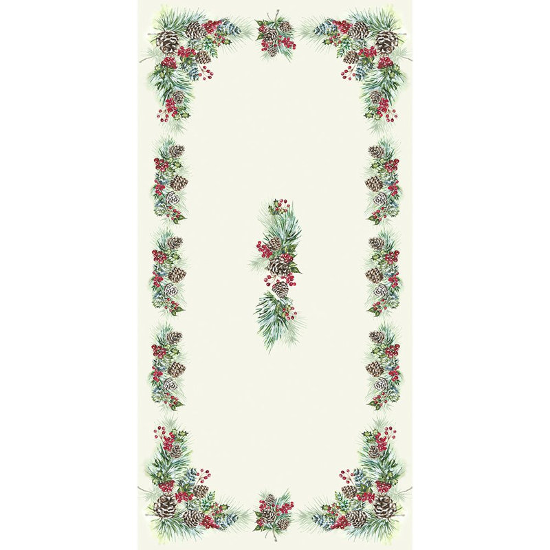 Allbritton Winter Garland Tablecloth, 144" L x 70" W