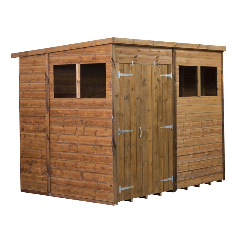 Modular Pent Garden Shed  8X6   Double Door Windows