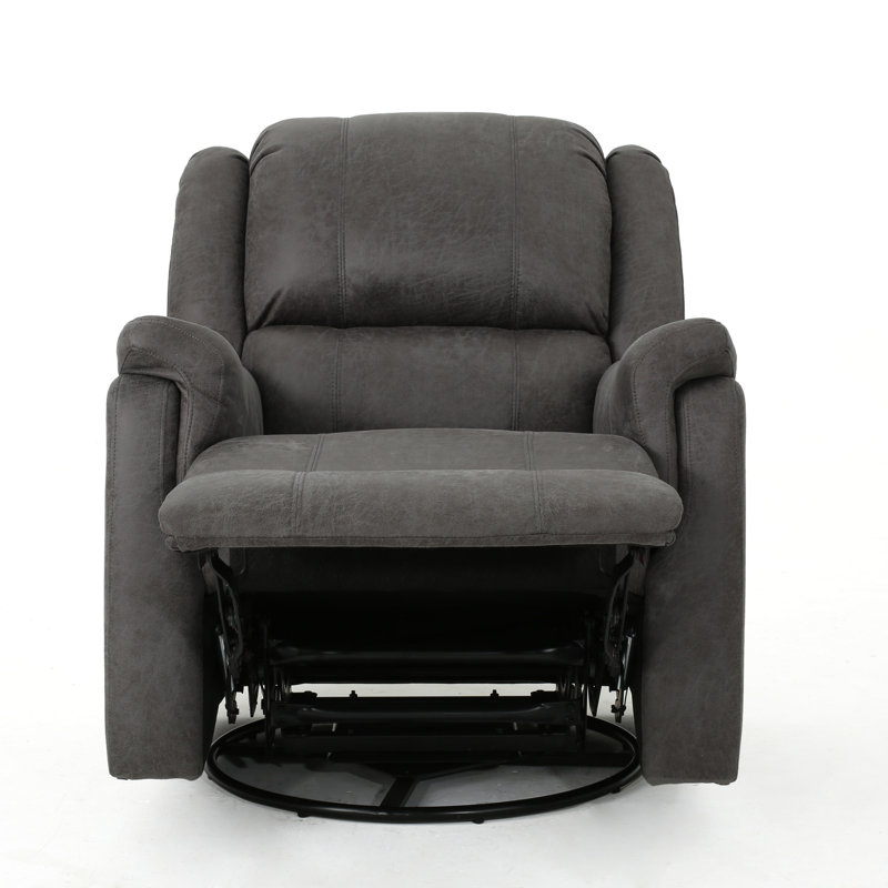 Contemporary Swivel Glider Recliner - Plush Upholstered, 360° Swivel & Glide Functions, Slate