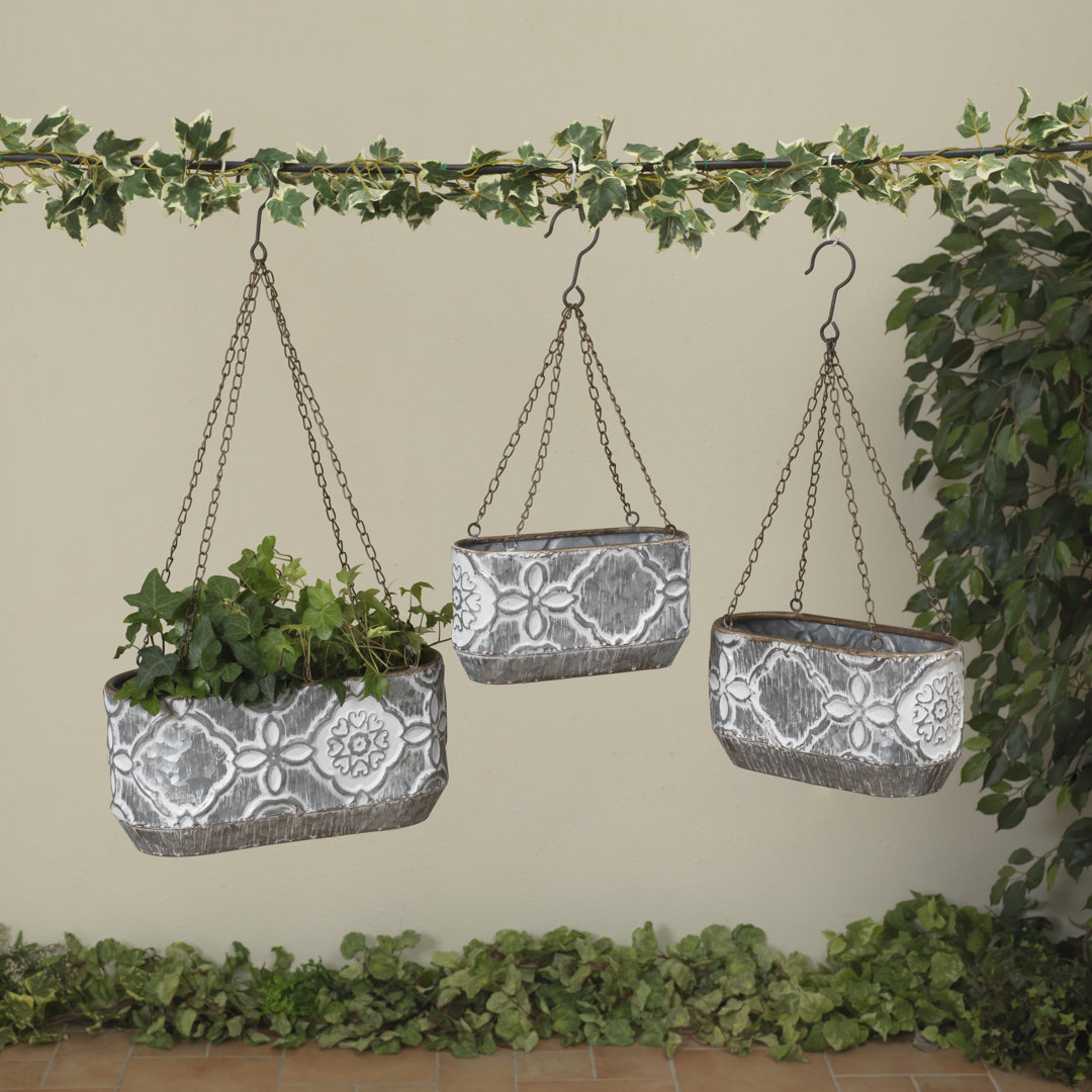 Hanging Galvanized Nesting Metal Hang Planters Set Of 3 Rosalind Wheeler