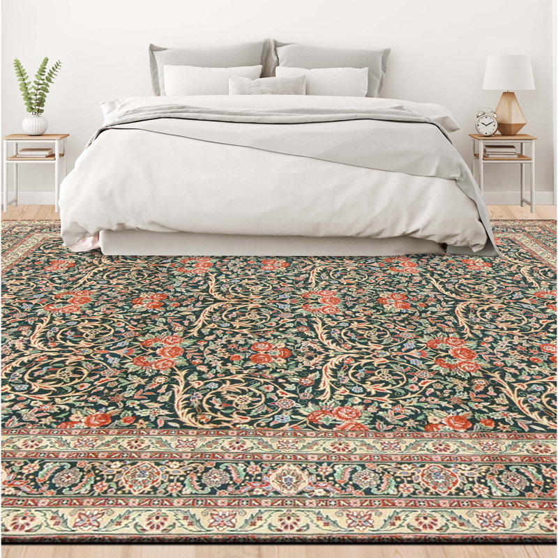 Tapis vert noué à la main de haute qualité