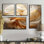 Liquide Satisfaction Smooth Tender Orange Waves - formes abstraites, art mural surdimensionné 4 pièces