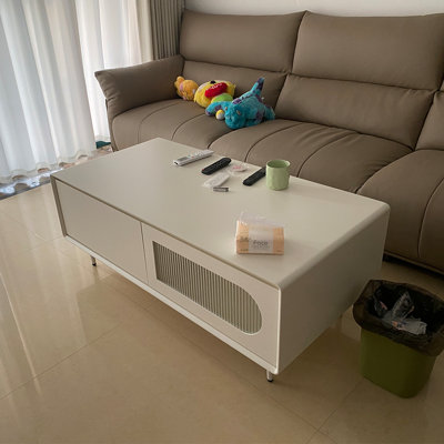 Table basse en bois massif crème Minimalisme