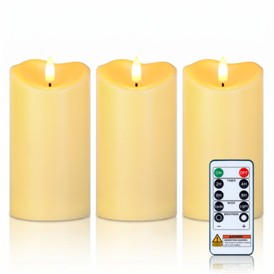 LED Candles with Remote Timers - Battery Operated, Electric Fake Plastic, Dark Ivory, Outdoor Waterproof Set of 3
