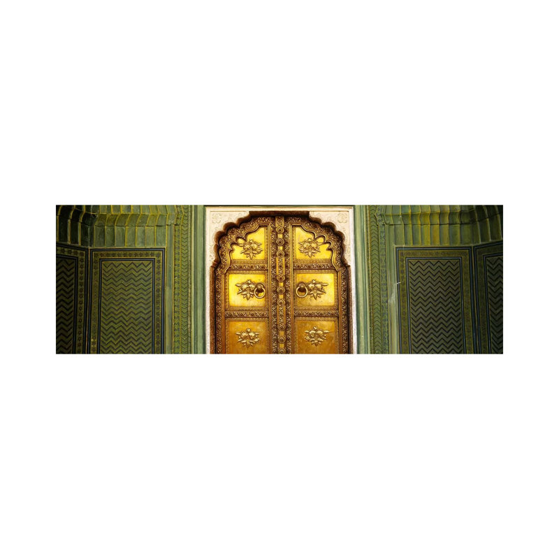Close-up of a Closed Door of a Palace, Jaipur City Palace 1 Piece Wrapped Canvas Panoramic Wall Art