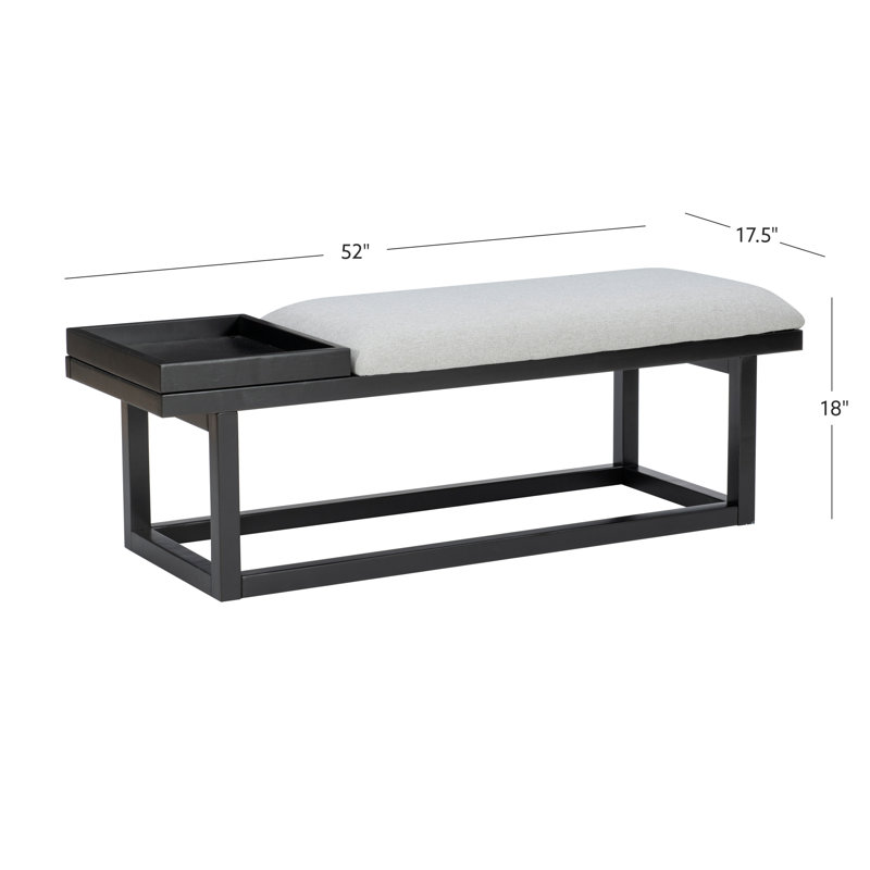 Banc rembourré avec plateau amovible, Gris / noir