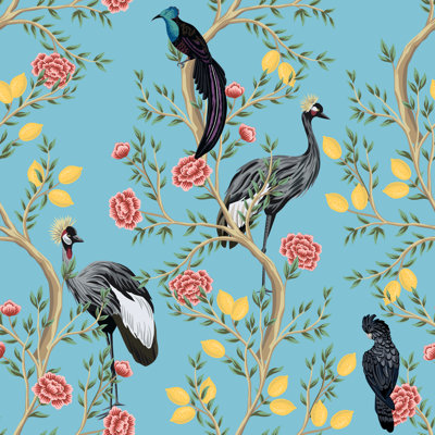 Rouleau de papier peint adhésif et adhésif l 10 pi x l 24 po exotiques chinoiserie