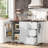 Farmhouse Kitchen Island With Power Outlet, Internal Storage Racks, Drop Leaf, Spice Rack, Towel Rack And 3 Drawers-1611425300