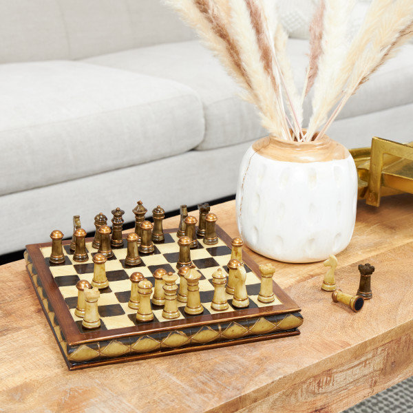 Ensemble de jeu d'échecs en polystone brun