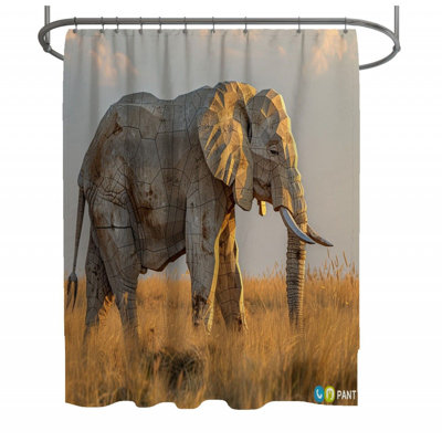 Stone Elephant Animal Shower Curtain