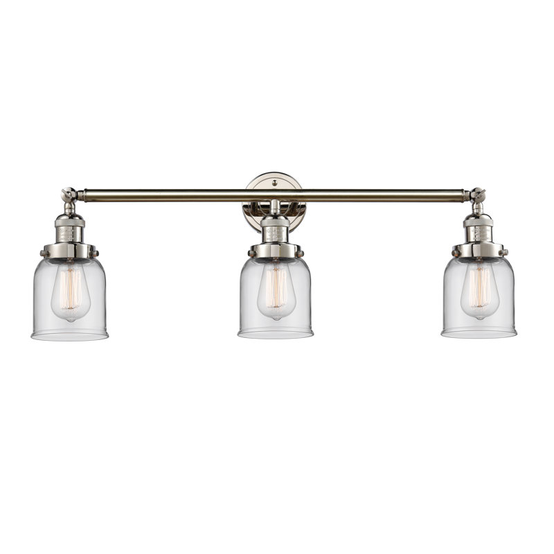 Éclairage pour salle de bain 3 lumières Aponte Bell, Ampoule incandescente rétro de 60 watts, Transparent, Noir mat