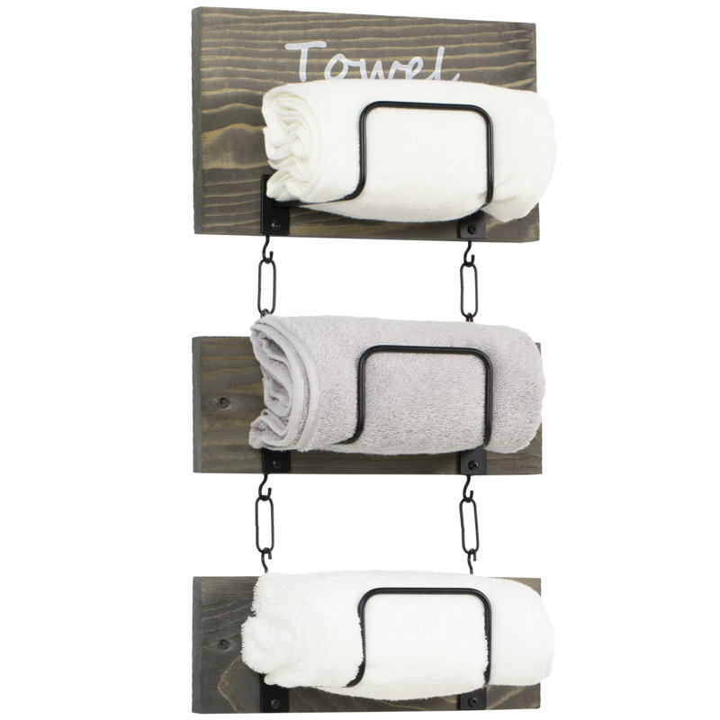 Wood 3 Wall Towel Rack