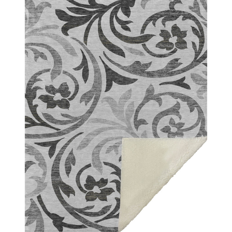 Jeté Sherpa ASB764, Grey Floral 3