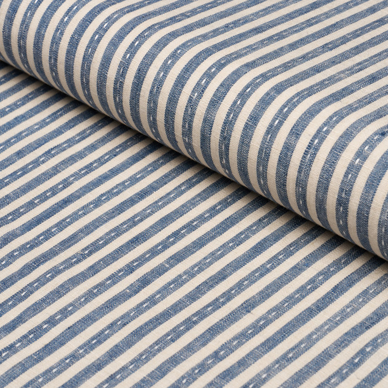 Mathis Ticking Stripe Fabric, Blue