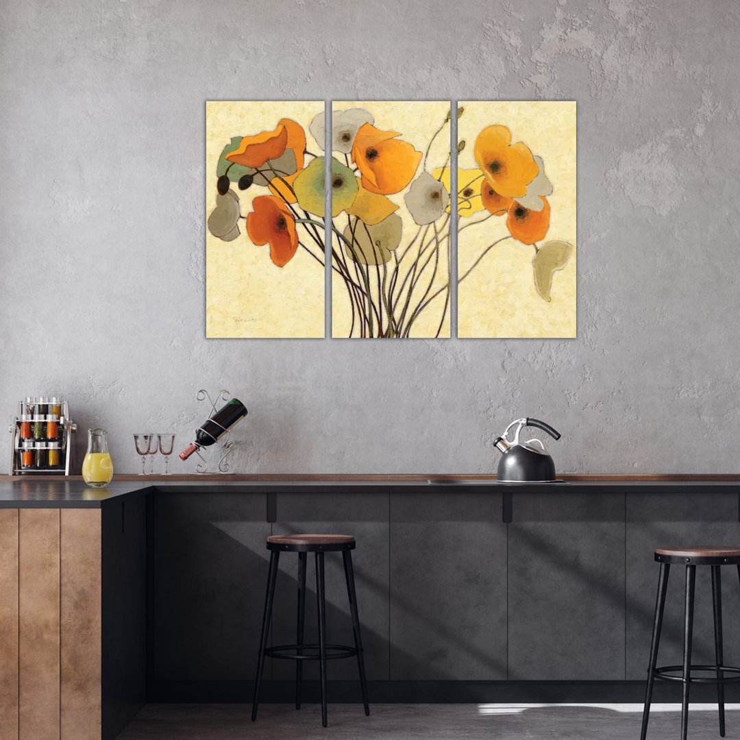 Kürbis Mohnblumen I von Shirley Novak - Galerie-umwickelte Leinwand Giclée auf Leinwand ohne Rahmen