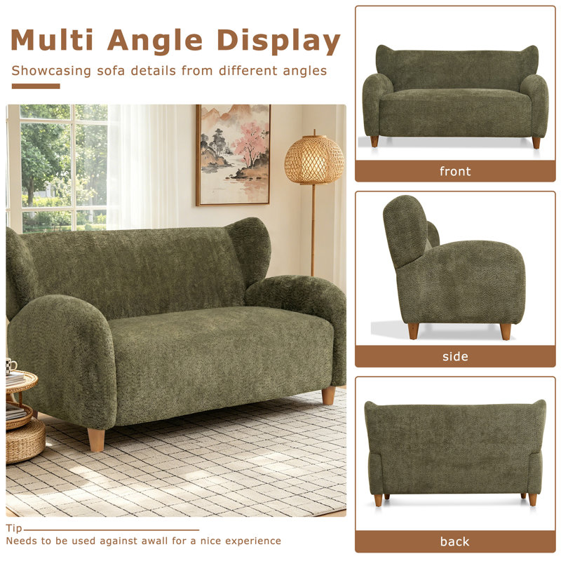 Ensemble de conversation 2 pièces à oreilles en chenille avec fauteuil inclinable, Green