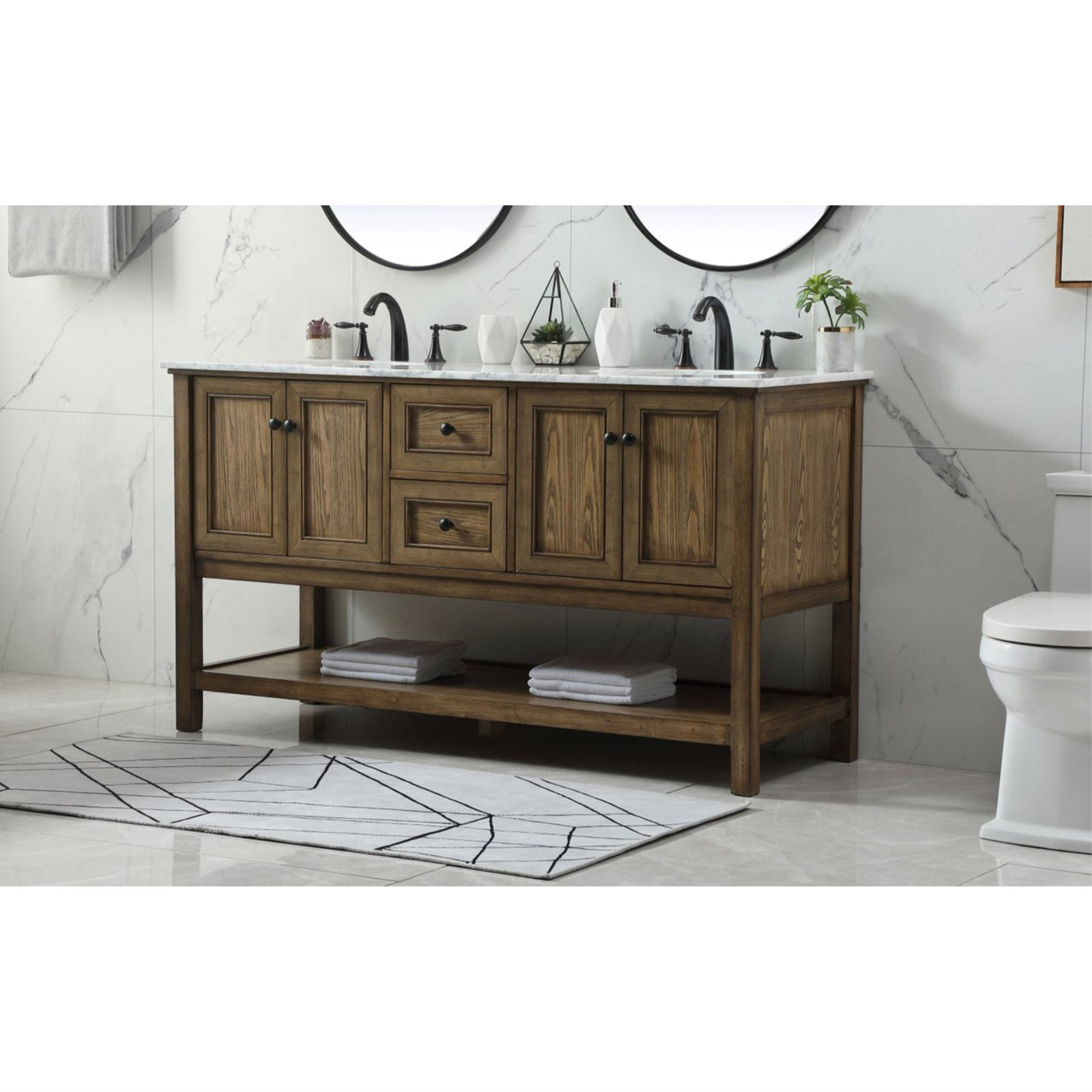 Bonsai 60'' Double Bathroom Vanity, Drift wood