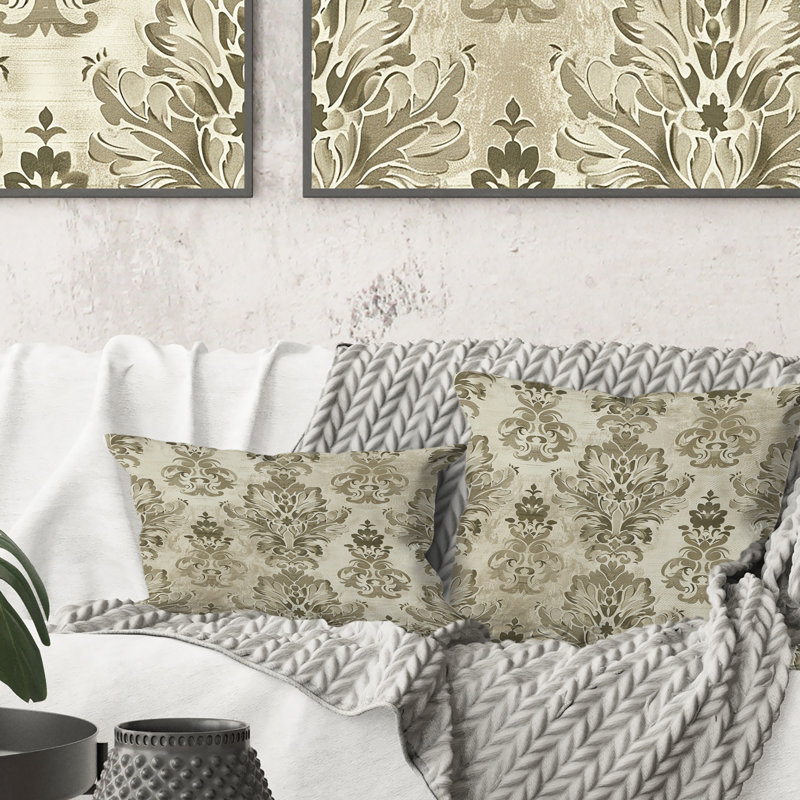 Beige champêtre chic et floral - coussin floral, H 16 po x l 16 po, Carrée