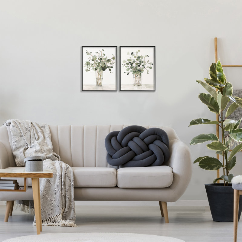 «Eucalyptus Herb Vases», ensemble de 2 giclées encadrées, design par Carol Robinson, H 14 po x l 22 po