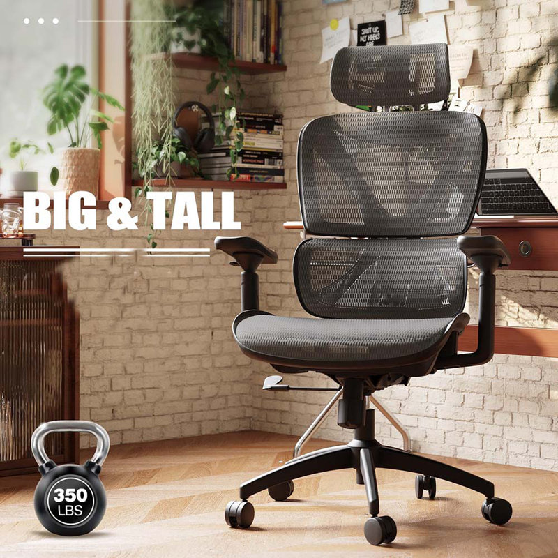 Game Chairs, Big And Tall Mesh Chair With Lumbar Support, 3D Armrest - 215° Rotation, Adjustable Headrest & Soft Seat, Game Chairs 350LBS For Work Gaming Computer