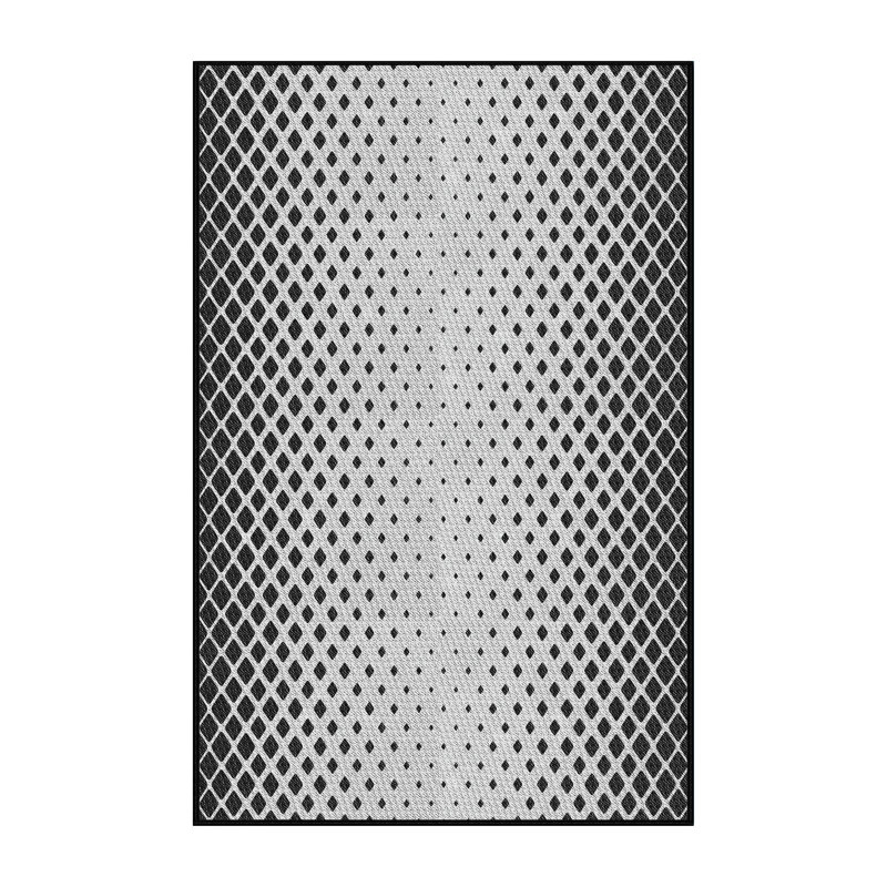 Tapis noir à motifs géométriques, Rectangle 5 pi x 8 pi