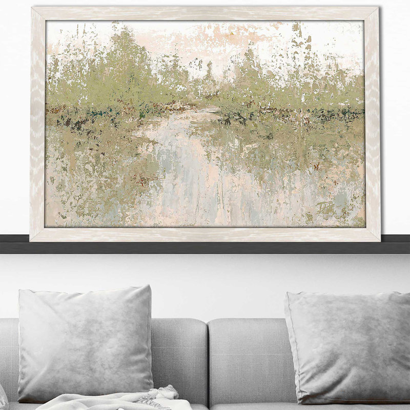 «Neutral Wild Fields» par Patricia Pinto - Peinture, Cadre crème délavé, H 33,5 po x l 49,5 po x P 1 po