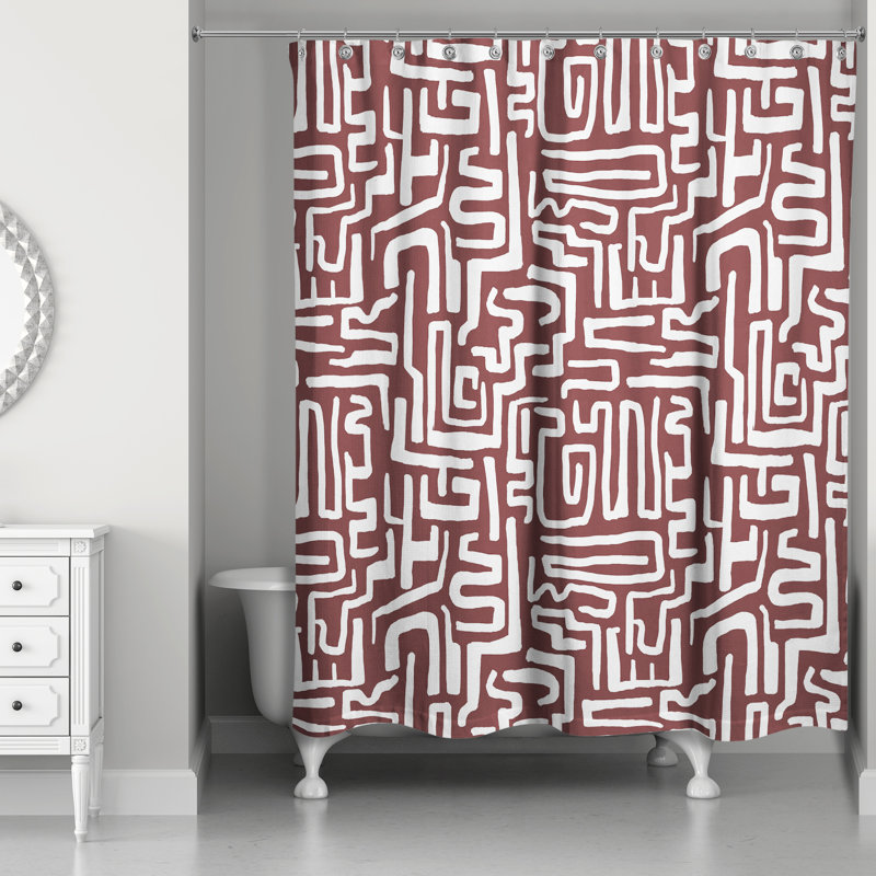  Abstract Shower Curtain, Red