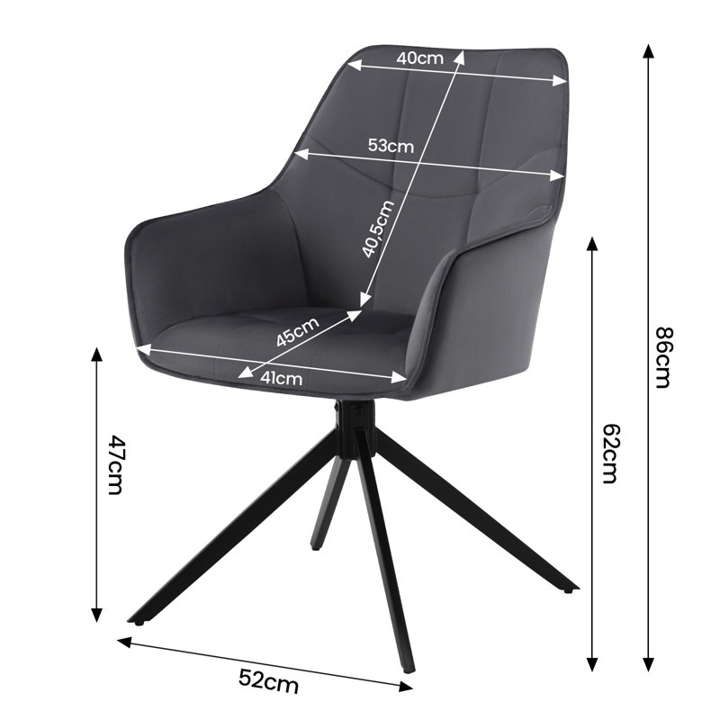 Zaytoune 47cm H Velvet Upholstered Metal Armchair, Grey, 2