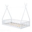 Lit simple en bois avec clôture, blanc-618077434