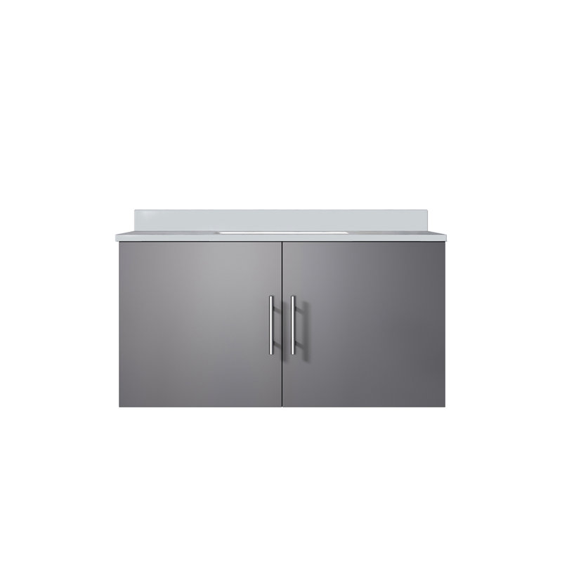 Meuble-lavabo avec comptoir en quartz blanc, Gris foncé