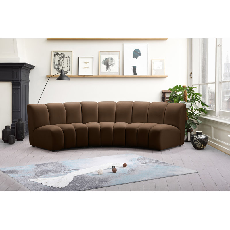 Canapé modulaire en velours Infinity, Velours brun, 3 pièces