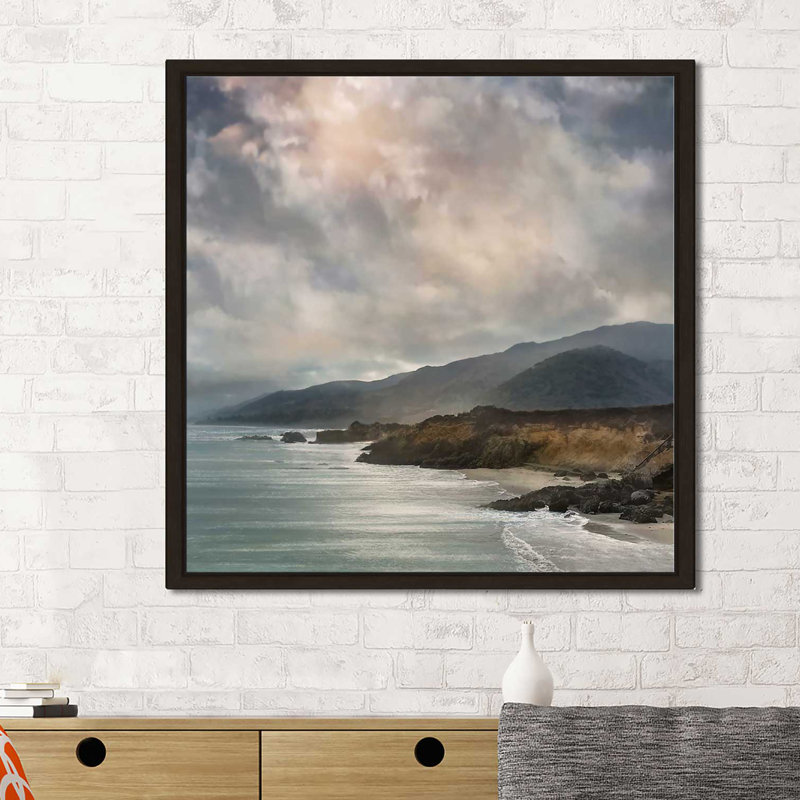 «Calming Sea», reproduction, H 21,5 po x l 33,5 po x P 2 po, Cadre flottant espresso