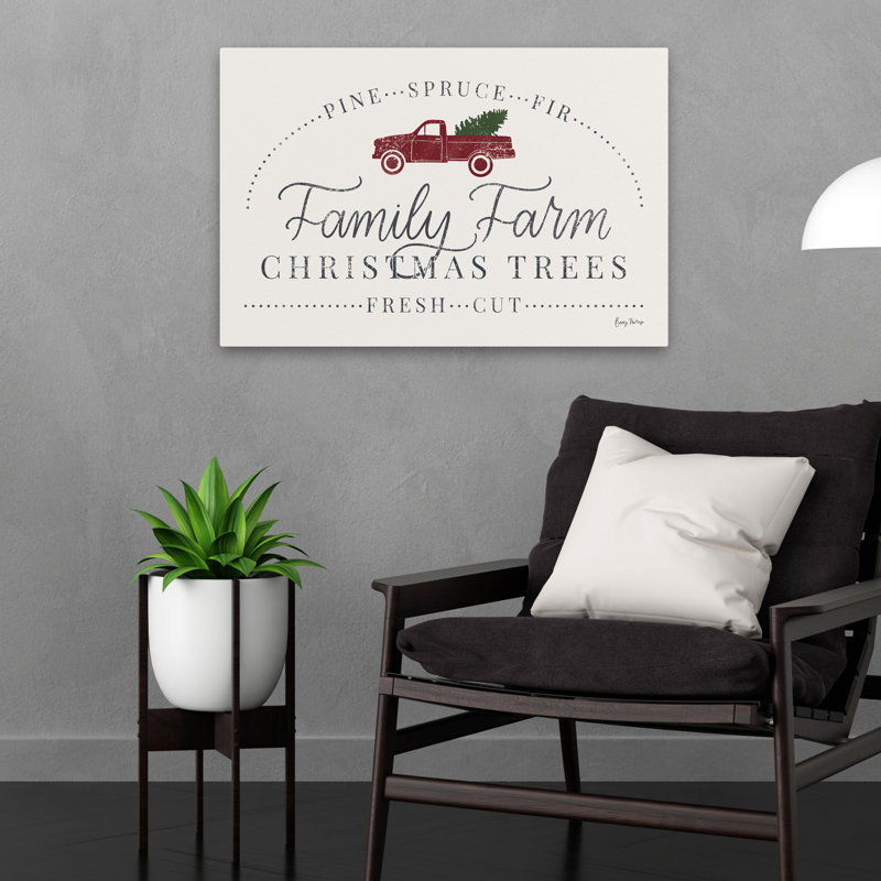 «Vintage Christmas VII - Christmas Christmas Trees Cursive Farm Farm Art», H 16 po x l 24 po
