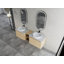 Meuble-lavabo mural 72 po avec lavabo d'art en céramique et 1 tablette de rangement, 4 portes à fermeture en douceur, contreplaqué