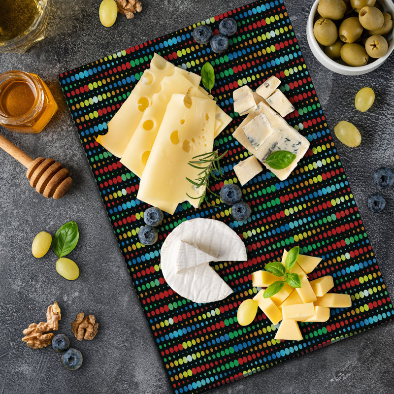 Ambesonne Colorful Cutting Board Large Size Halftone Pattern Motif Multicolor