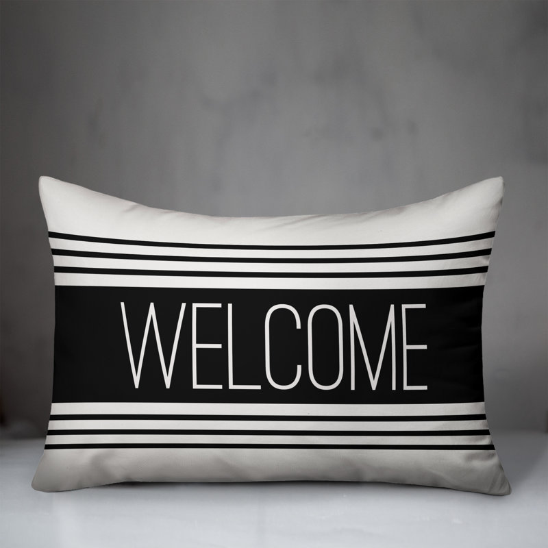  Coussin lombaire intérieur / extérieur Welcome Farmhouse, Noir