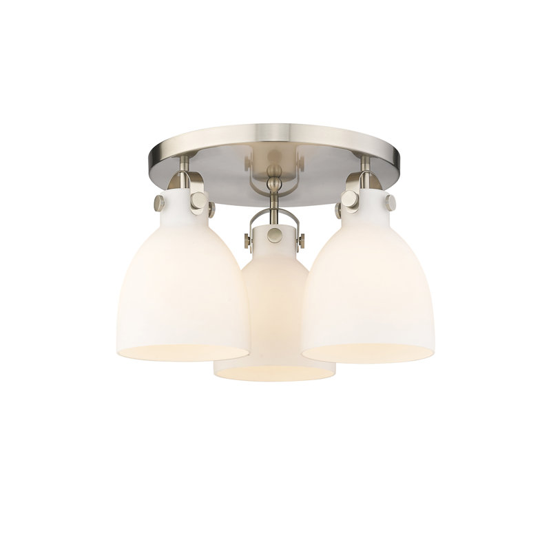Smeltertown Glass Flush Mount, Matte White, Satin Nickel